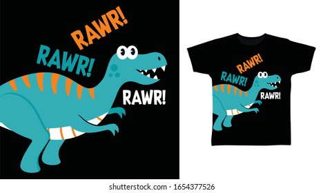 Cool-Dinosaurier-Design-Vektorillustration für Druck auf T-Shirt, Bekleidung, Plakat und andere Verwendungszwecke.