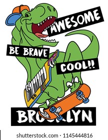 Cool dinosaur skateboarding vector design