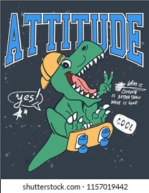 Cool dinosaur skateboarding vector design for t shirt printing