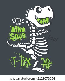 Cool dinosaur skeleton, vector shirt print design