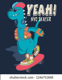 Cool dinosaur vector design for t shirt printing