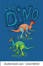 cool dinosaur,t-shirt design cartoon illustration vector