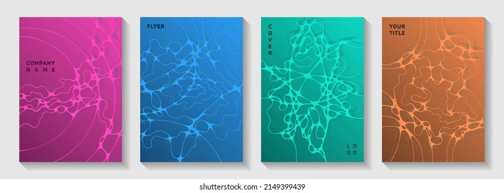 Fantásticos afiches de fiestas en la discoteca. Texturas superficiales de ondas redondeadas. Coloridos diseños vectoriales de banner. Afiches de fiesta nocturna colección curvas fluidas diseño gráfico.