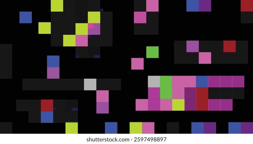 Cool display destroy square box dot pixel on dark screen background vector art