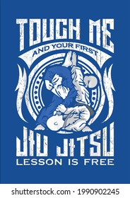 Cool Distressed Vintage Brazilian Jiu jitsu Bjj Vector Illustration Graphic Design for Document and Print