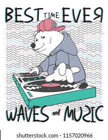 Cool dj bear vector design for t shirt printing