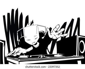 Cool DJ playing some cool tunes on his decks.