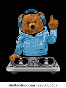 cool dj teddy bear vector design