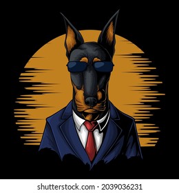 Cool dobermann suit vector illustration for your company or brand