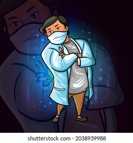 The cool doctor esport logo design of illustration