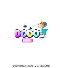 cool dodo bird logo design. Vector illustration of dodo bird wearing a hat and sunglasses. modern logo design vector icon template