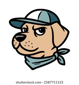 Cool Dog with Hat and Bandana Illustration