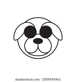 cool dog head with glasses line logo design vector