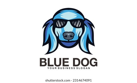 Cool Dog head with glasses logo abstract vector template