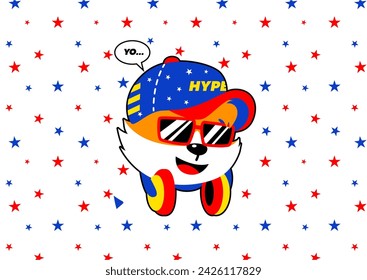 cool dog hype character illustration for kids