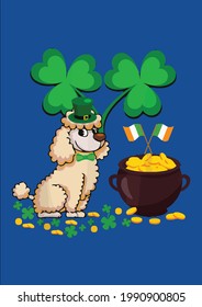 Cool Dog Lover s Poodle St Patrick s Day Vector Illustration Graphic Design for Document and Print