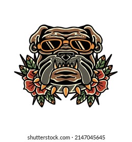cool dog old school style vector illustration