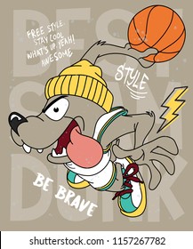 Cool dog playing basketball vector design