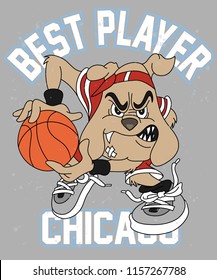 Cool Dog Playing Basketball Vector Design