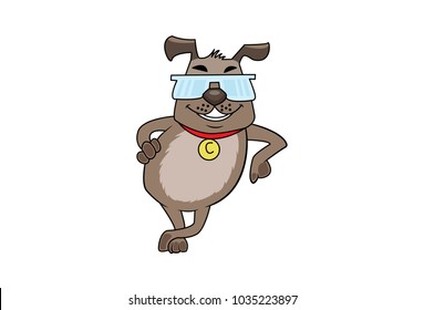 Cool Dog Set . Vector illustration. Isolated on white background.