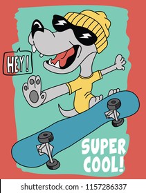 Cool dog skateboarding vector design