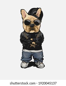 Cool Dog In Street Fashion Style Illustration