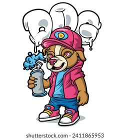 Cool Dog Streetwear Graffiti Cartoon illustration. Vector graphic for t-shirt prints, posters and other uses.