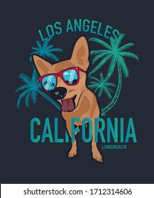 Cool dog with sunglass - t shirt design - vector