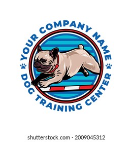 Cool dog training center concept-logo Vektorsymbol einzeln auf weißem Hintergrund 