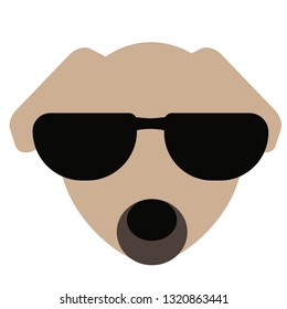 cool dog wearing glasses simlple art geometric illustration. Icon, graphic symbol, part of image design . Dogs of different breeds