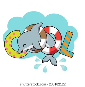 Cool Dolphin on isolated white background