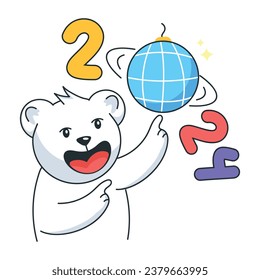 Cool doodle sticker of a disco bear 