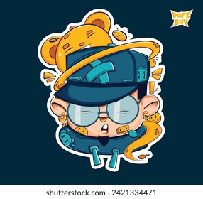 cool dope boy illustration sticker design mascot character mascot illustration cool mascot