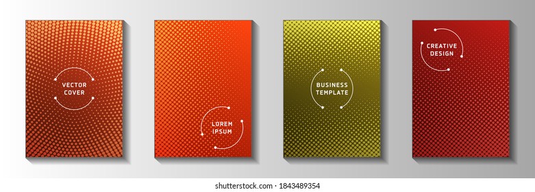 Cool Dot Perforated Halftone Cover Page Templates Vector Batch. Medical Journal Faded Halftone Backdrops. Vintage Manga Comics Style Cover Leaflets. Rectangle Albums.