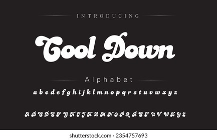 Cool Down Vintage Brush Script Modern Font. Retro Typeface. Vector Illustration.