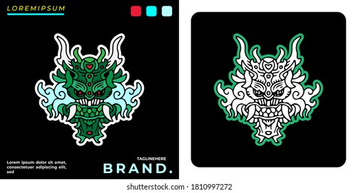 Cool dragon head illustration for poster, sticker, or apparel merchandise.With tribal and hipster style.