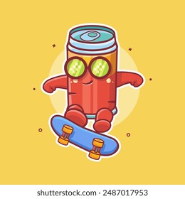 cool drink can character mascot playing skateboard isolated cartoon