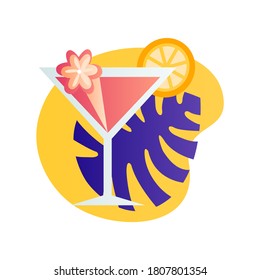 Cool drink clip art in beach theme. Vacation on the beach illustration