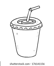 cool drink cup with straw / cartoon vector and illustration, isolated on white background.