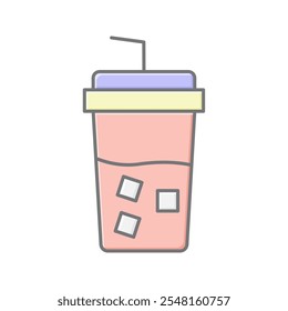 Cool Drink lineal color icon , vector, pixel perfect, illustrator file