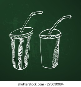 cool drink in plastic cup sketch style