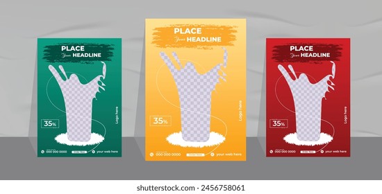 Cool drink poster template and natural juice menu flyer design