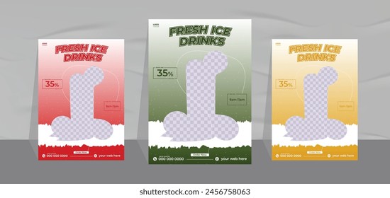 Cool drink poster template and natural juice menu flyer design