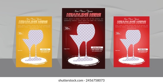 Cool drink poster template and natural juice menu flyer design