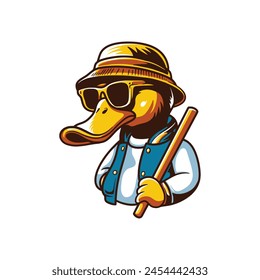 Cool duck cartoon character logo