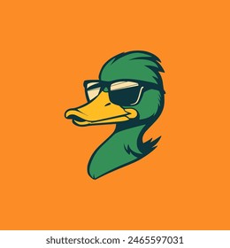 pato fresco con gafas sobre fondo naranja diseño de Plantilla de Ilustración vectorial