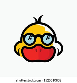 Cool Duck logo. Duck with sunglasses. Modern vector illustration. Funny mascot. Vector