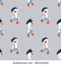 cool duck seamless pattern, character cartoon