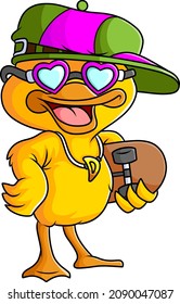 The Cool Duck Is Skater And Wearing Sunglasses Of Illustration