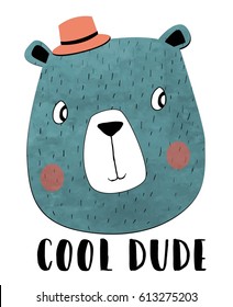 cool dude bear illustration vector.